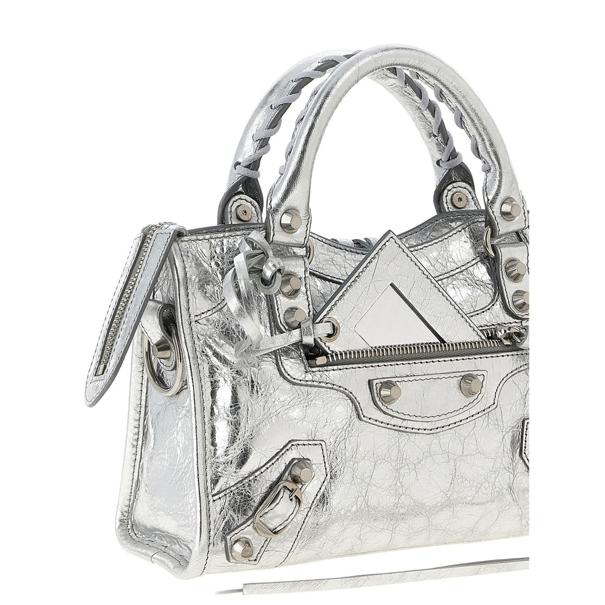 Balenciaga Silver Lamb Leather Handbag