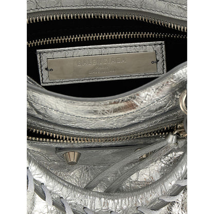 Balenciaga Silver Lamb Leather Handbag