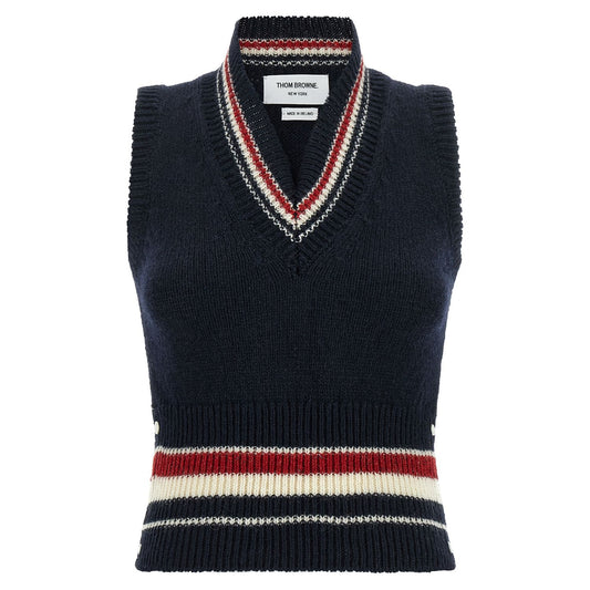 Thom Browne Blue Wool Sleeveless Jacket