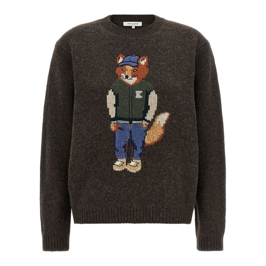 Maison Kitsuné Brown Wool Cardigan