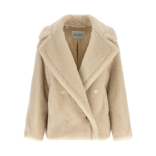 Max Mara White Alpaca Leather Coat