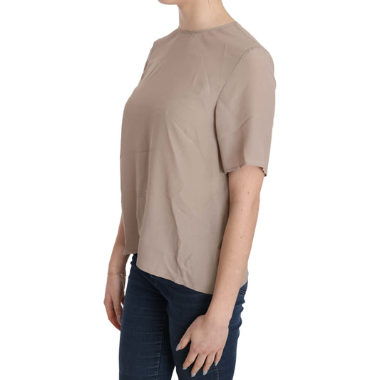 Dolce & Gabbana Beige Crew Neck Short Sleeve Blouse TSH3651-40