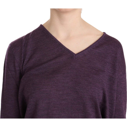BYBLOS Purple V-neck Long Sleeve Pullover Top