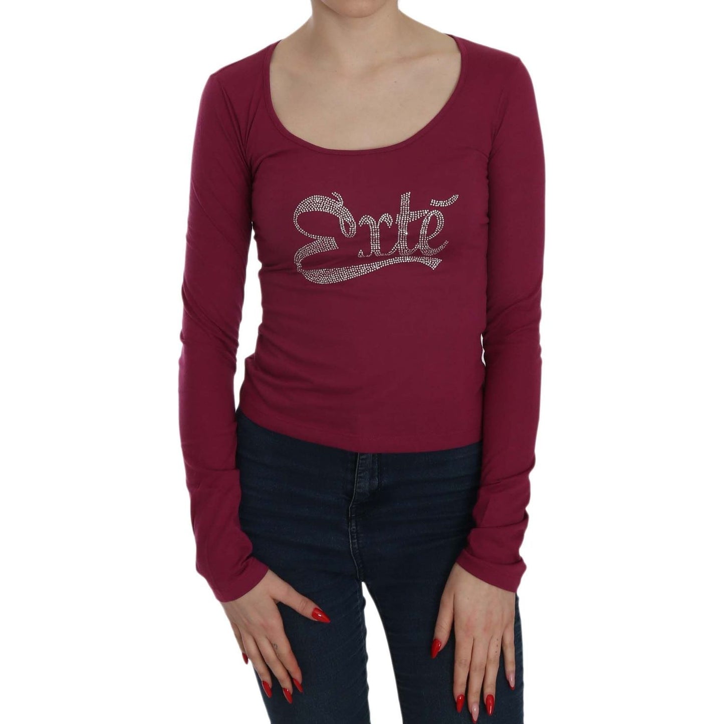 Exte Crystal Embellished Long Sleeve Casual Top TSH3911-38