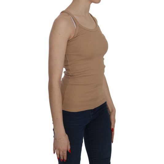 PINK MEMORIES Beige Sleeveless Spaghetti Strap Tank Blouse TSH3914-40