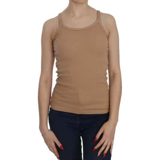 PINK MEMORIES Beige Sleeveless Spaghetti Strap Tank Blouse TSH3914-40