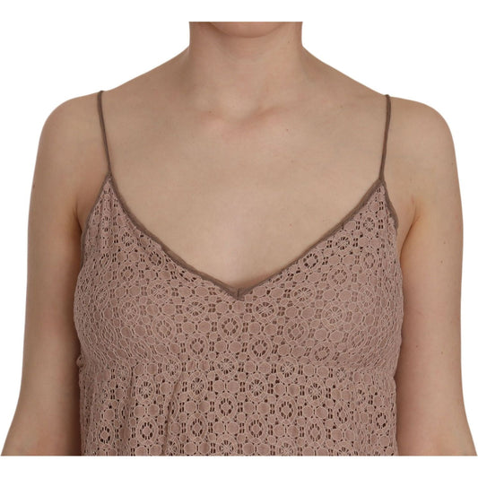 PINK MEMORIES Beige Spaghetti Strap A-line Mini Cotton Dress TSH3475-44