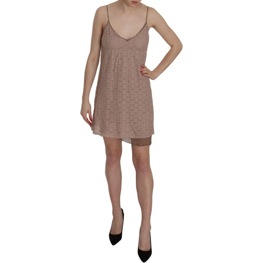 PINK MEMORIES Beige Spaghetti Strap A-line Mini Cotton Dress TSH3475-44