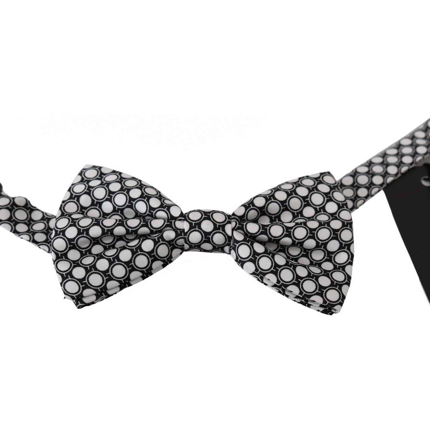 Dolce & Gabbana Men Black White Circles Adjustable Neck Papillon Bow Tie Bow Tie