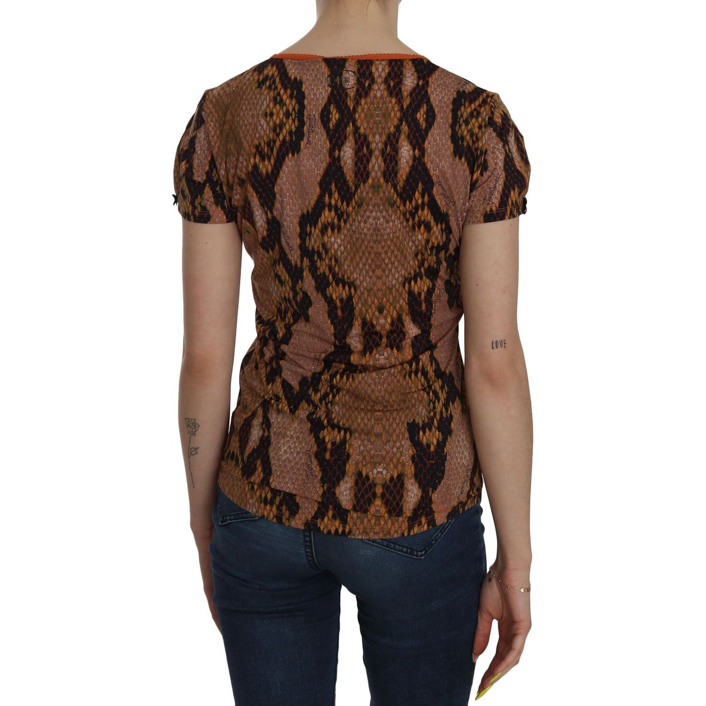 Just Cavalli Snake Skin Print Short Sleeve Top T-shirt TSH3765-44