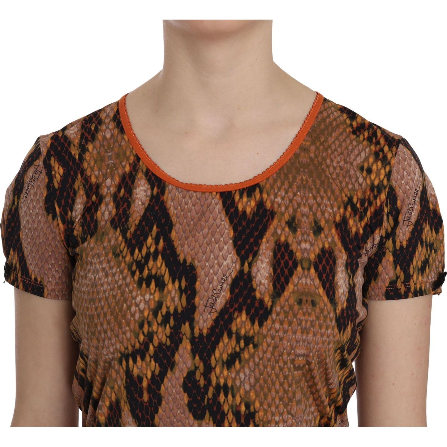 Just Cavalli Snake Skin Print Short Sleeve Top T-shirt TSH3765-44