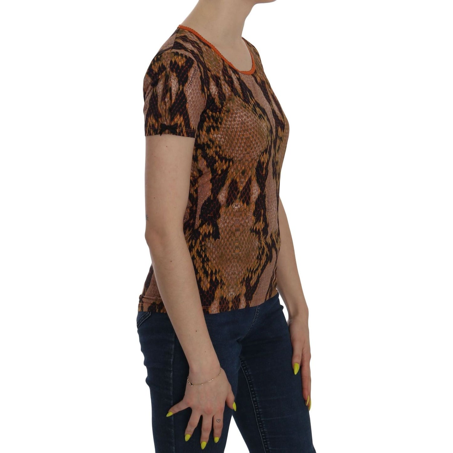 Just Cavalli Snake Skin Print Short Sleeve Top T-shirt TSH3765-44