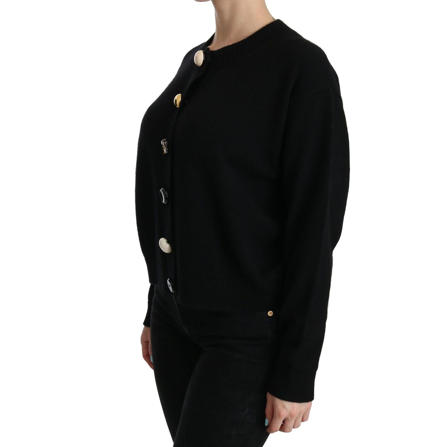 Dolce & Gabbana Black Button Embellished Cardigan Sweater