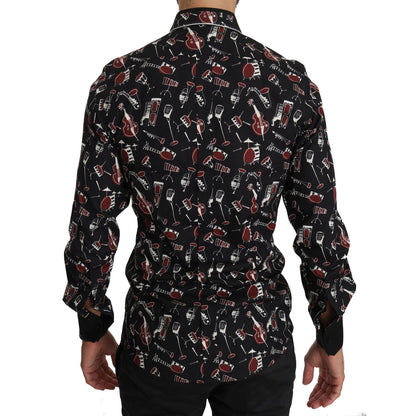 Dolce & Gabbana Black Musical Instrument Slim fit Shirt