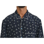 Dolce & Gabbana Silken Elegance: Blue Skull Print Lounge Shirt Dolce & Gabbana Dark Slate Gray