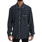 Dolce & Gabbana Silken Elegance: Blue Skull Print Lounge Shirt Dolce & Gabbana Black