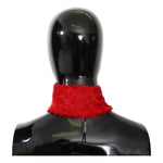Dolce & Gabbana Red Fur Neck Collar Wrap Lambskin Scarf MS5584
