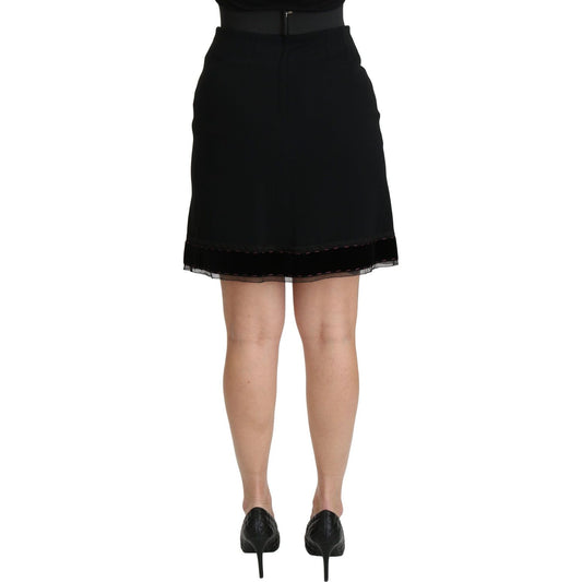 Dolce & Gabbana Black A-line High Waist Mini Viscose Skirt SKI1389-38