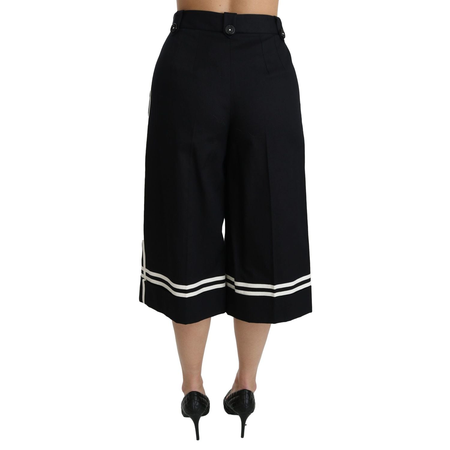 Dolce & Gabbana Black Lemon Embellished Palazzo Cropped Pants