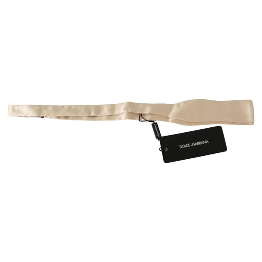 Dolce & Gabbana Beige Slim Skinny Men Necktie 100% Silk Bowtie FT1017