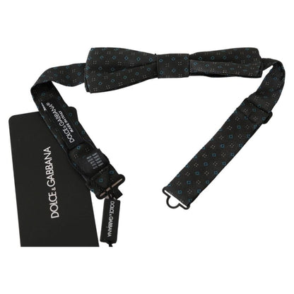 Dolce & Gabbana Gray Patterned Mens Necktie Papillon 100% Silk Bow Tie Bow Tie