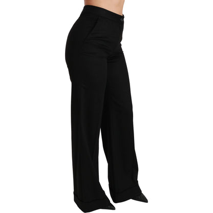 Dolce & Gabbana Black Wide Leg Flared Trouser Cashmere Pants Jeans & Pants