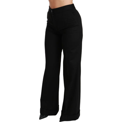 Dolce & Gabbana Black Wide Leg Flared Trouser Cashmere Pants Jeans & Pants