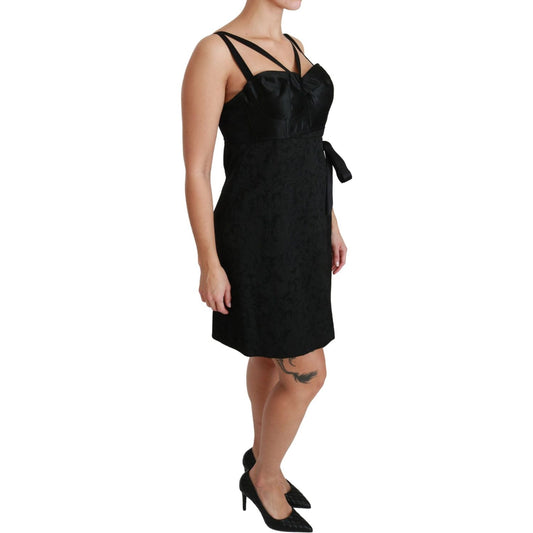 Dolce & Gabbana Black Stretch Satin Jacquard Mini Dress DR2497-46