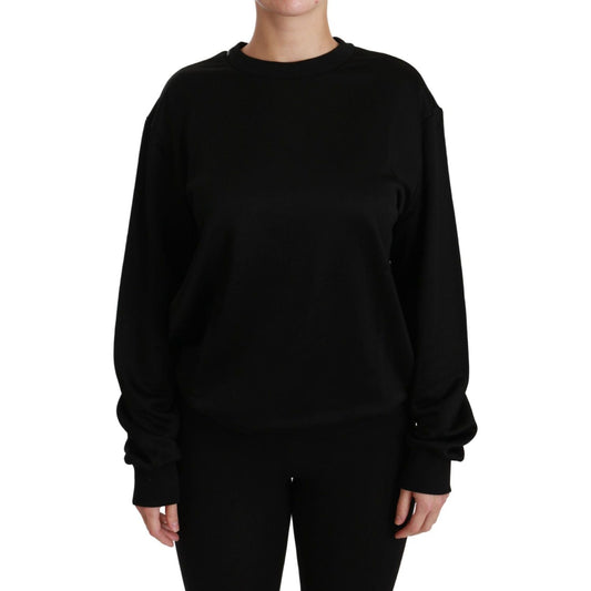 Dolce & Gabbana Black Cotton Crewneck Pullover Sweater