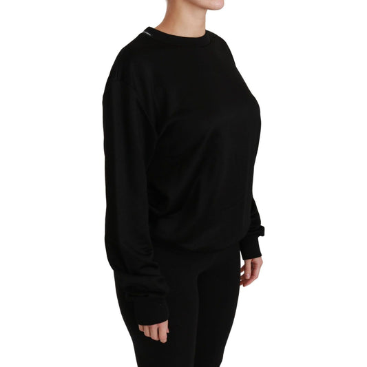 Dolce & Gabbana Black Cotton Crewneck Pullover Sweater TSH4422-38