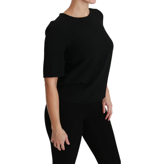 Dolce & Gabbana Black Short Sleeve Casual Top Stretch Blouse TSH4490-40