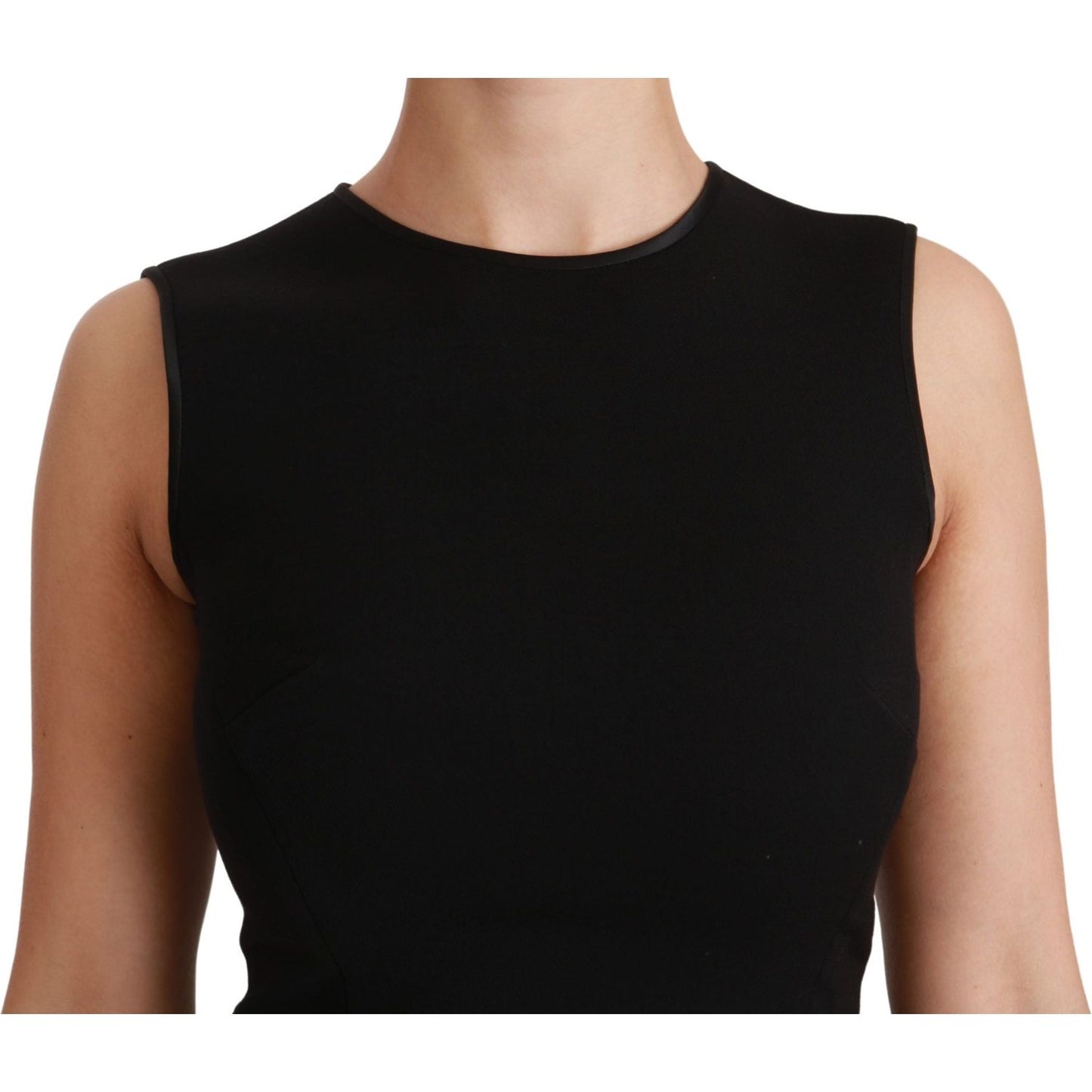 Dolce & Gabbana Black Fit Flare Wool Stretch Sheath Dress DR2453-36