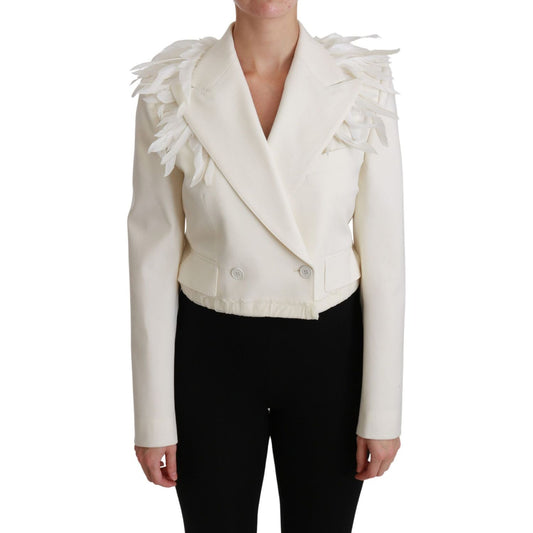 Dolce & Gabbana White Double Breasted Coat Wool Jacket JKT2580-40