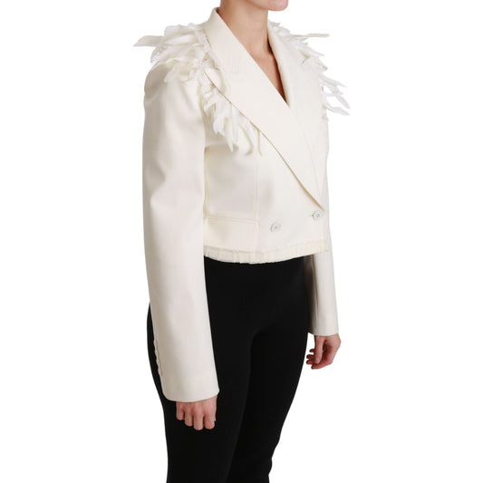 Dolce & Gabbana White Double Breasted Coat Wool Jacket JKT2580-40