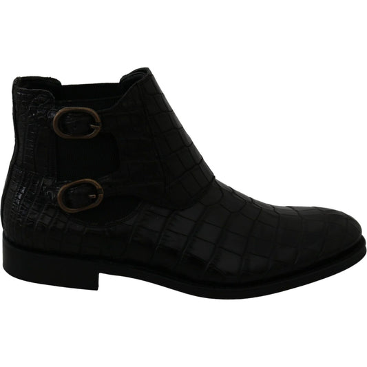 Dolce & Gabbana Black Crocodile Leather Derby Boots Shoes MV2672-39