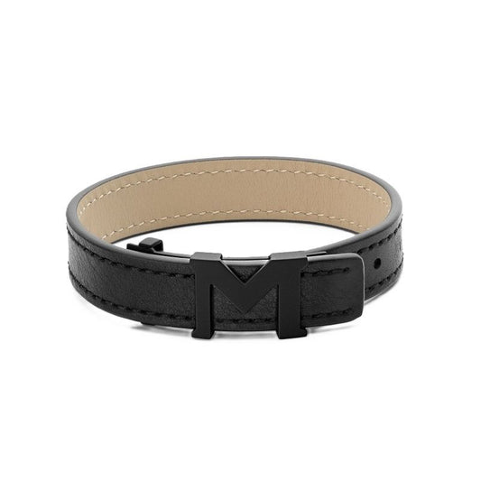MONTBLANC LEATHER Mod. M LOGO unisex leather bracelet in official box packaging