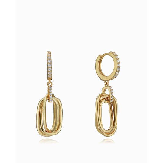 Elegant gold oval link earrings with crystal accents, ideal for Viceroy Jewels Mod. 13034E100-36 focusing on luxury jewelry for women.