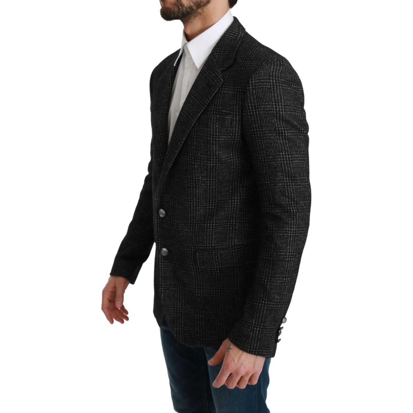Dolce & Gabbana Gray Plaid Check Slim Fit Jacket Blazer KOS1778-46