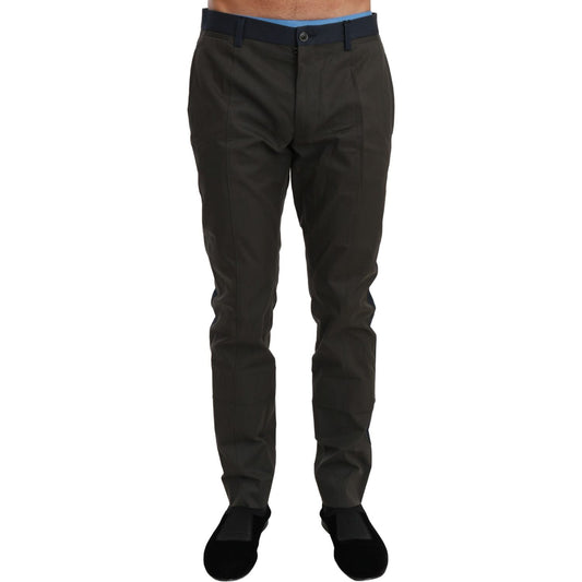 Dolce & Gabbana Blue Gray Stripes Trouser Cotton Pants PAN70980-44