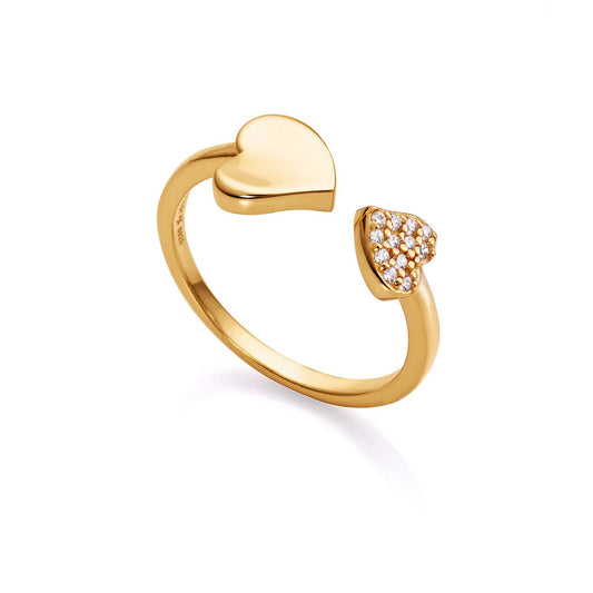 Elegant gold ring with heart design and crystal accents, perfect for ladies. VICEROY JEWELS Mod. 13125A013-36. Ideal for special occasions.