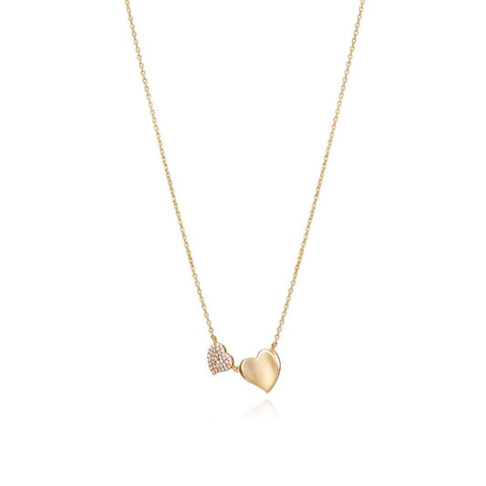 Gold heart-shaped necklace with two hearts pendant from VICEROY JEWELS Mod. 13125C100-36, perfect for ladies. Elegant design for special occasions.