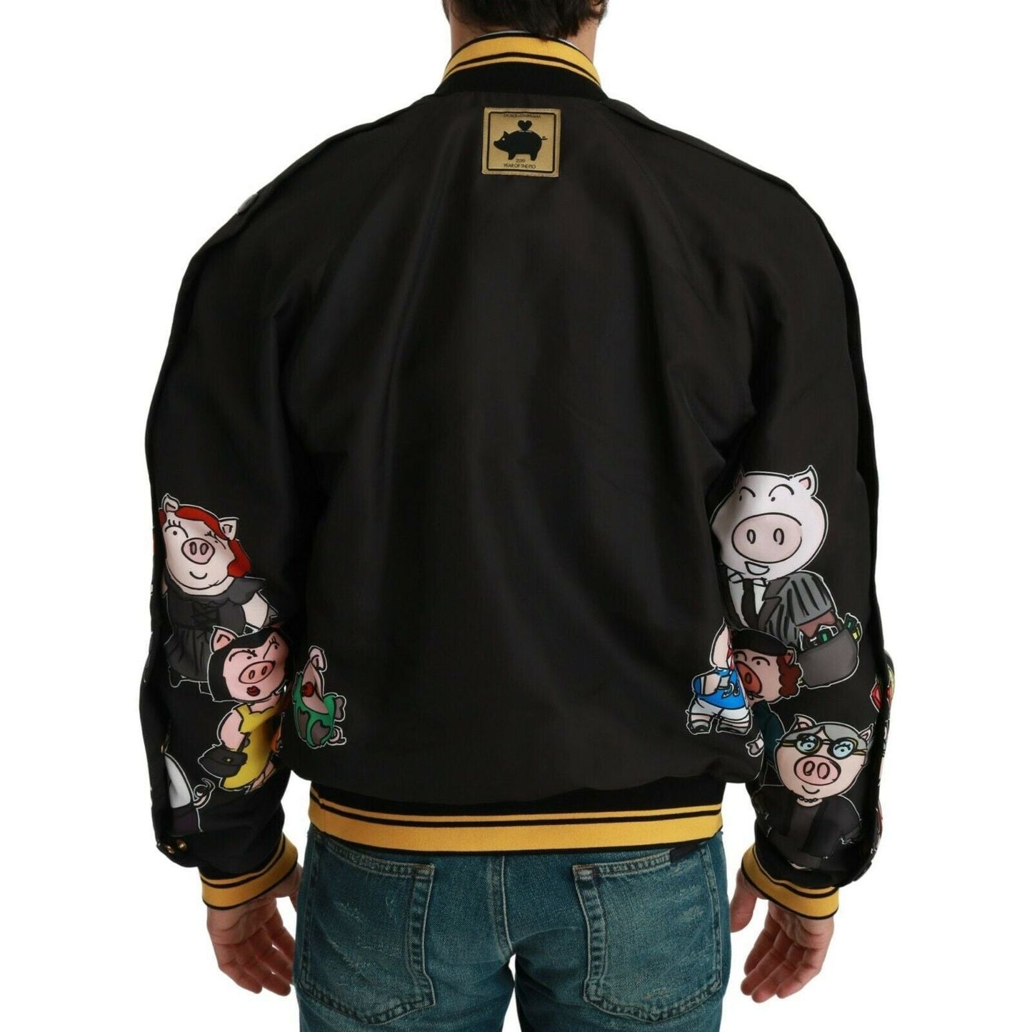 Dolce & Gabbana Black YEAR OF THE PIG Bomber Jacket JKT2609-48