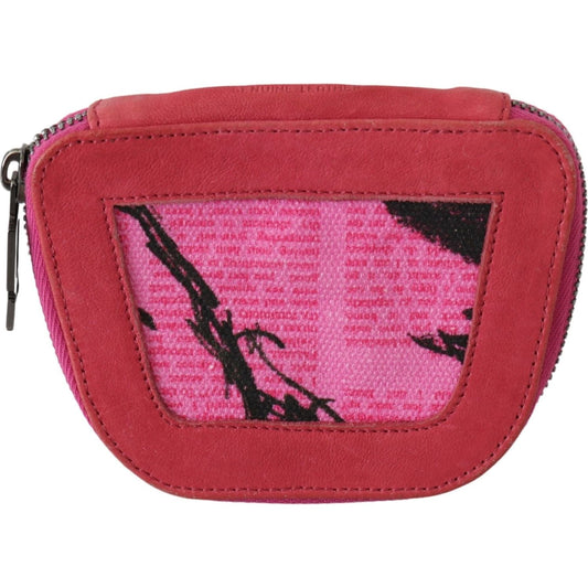 PINKO Pink Suede Printed Coin Holder Women Fabric Zippered Purse VAS9138