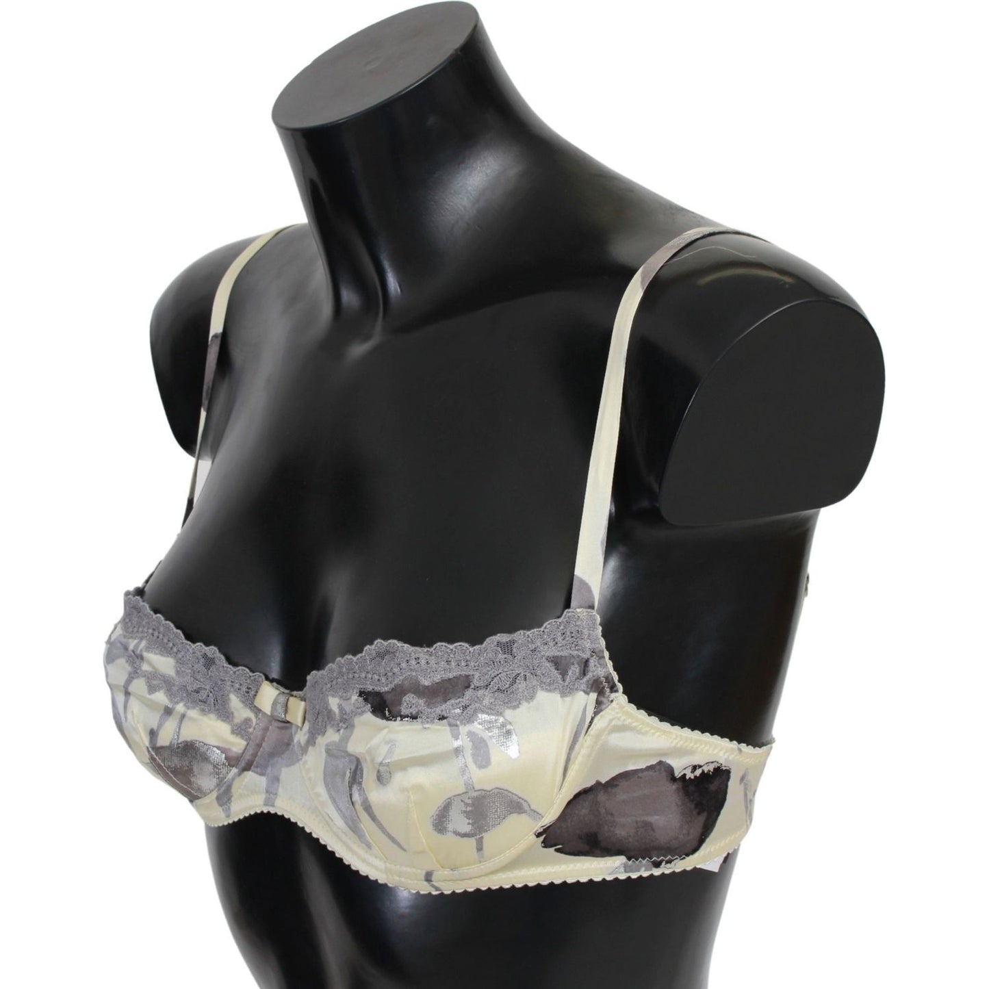 Ermanno Scervino Beige Gray Lace Balconcino Bra Underwear BIK737-IT2