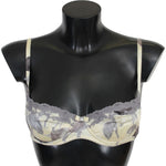 Ermanno Scervino Beige Gray Lace Balconcino Bra Underwear BIK737-IT2
