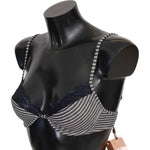 Ermanno Scervino Blue Stripes Lace Reggiseno Bra Underwear BIK751-S