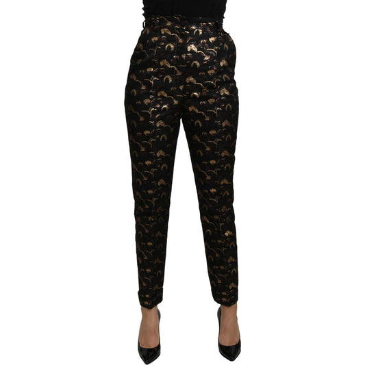 Dolce & Gabbana Black Gold Brocade High Waist Pants PAN71087-It40
