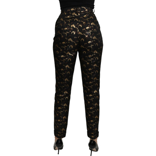 Dolce & Gabbana Black Gold Brocade High Waist Pants PAN71087-It40