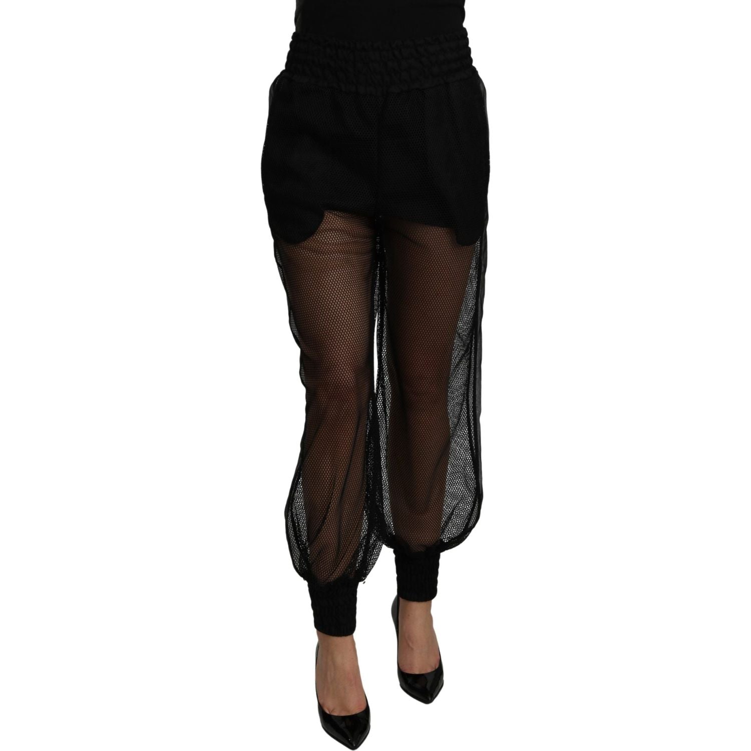 优雅高腰丝绸混纺慢跑裤