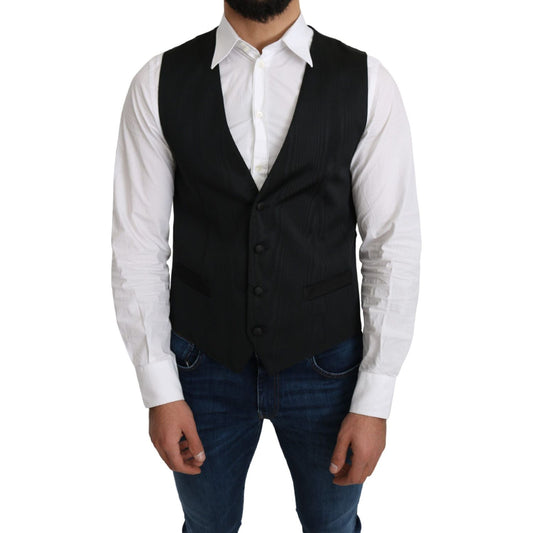 Dolce & Gabbana Gray 100% Silk Formal Coat Vest TSH5051-46